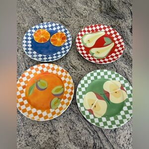 Williams-Sonoma "Carolina" 9 inch luncheon plates ft. colorful fruit images